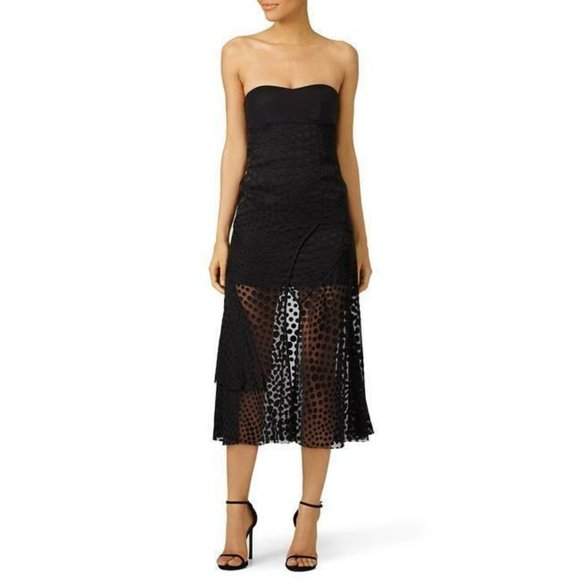 CEDRIC CHARLIER Dresses & Skirts - NWT $1500 CEDRIC CHARLIER SEEING DOTS BLACK CHIFFON STRAPLESS DRESS SIZE 10